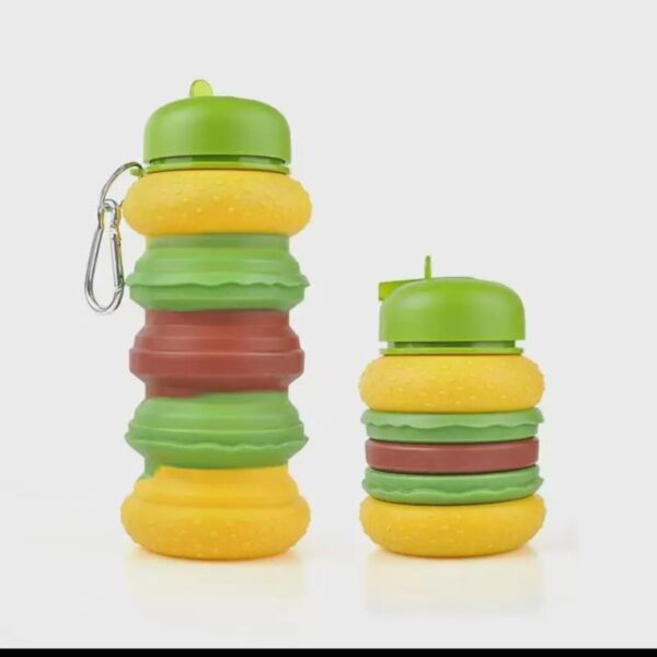 School bottle, burger shape silicon bottle foldable bottle