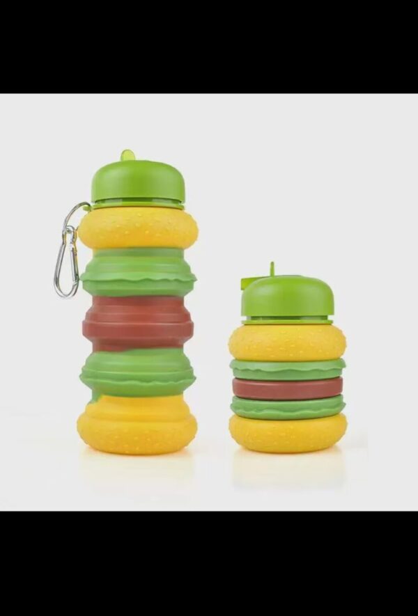 School bottle, burger shape silicon bottle foldable bottle
