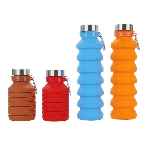 School bottle, silicon foldable bottle with steel cap