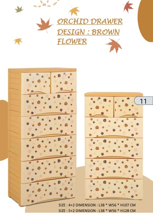 Orchid Drawers (brown flower) - Image 3