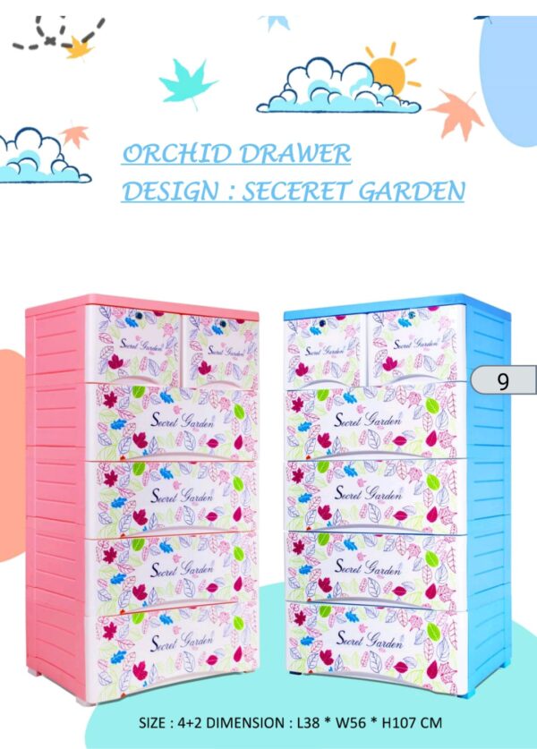 Orchid printed drawers ( secret garden )